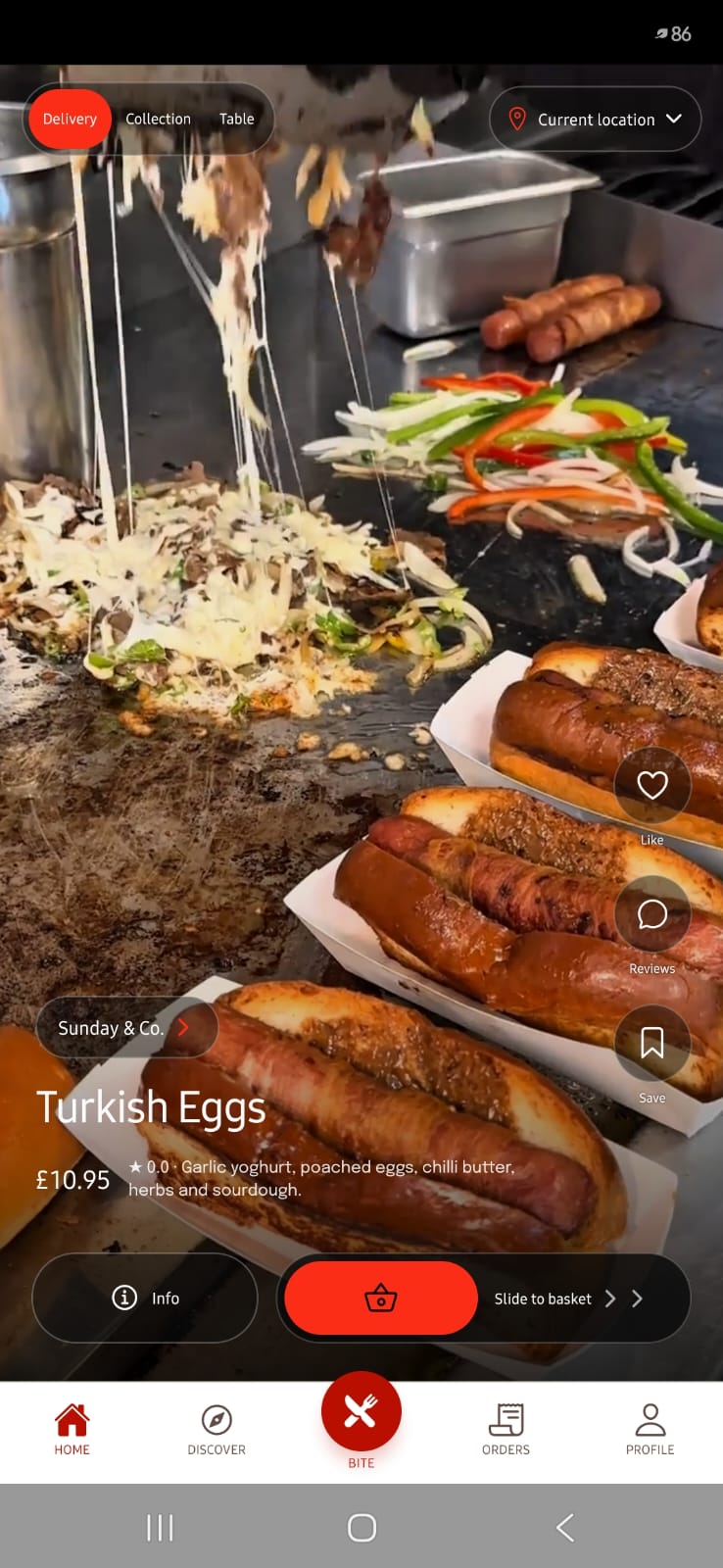 BiteIn Home showing Turkish Eggs